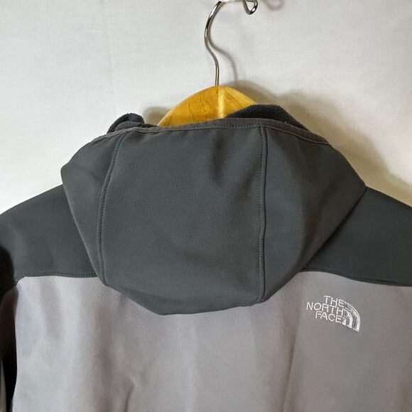 The North Face Apex Gray Soft Shell Fleece Lined Full Zip Hooded Jacket Sz L - Picture 9 of 15